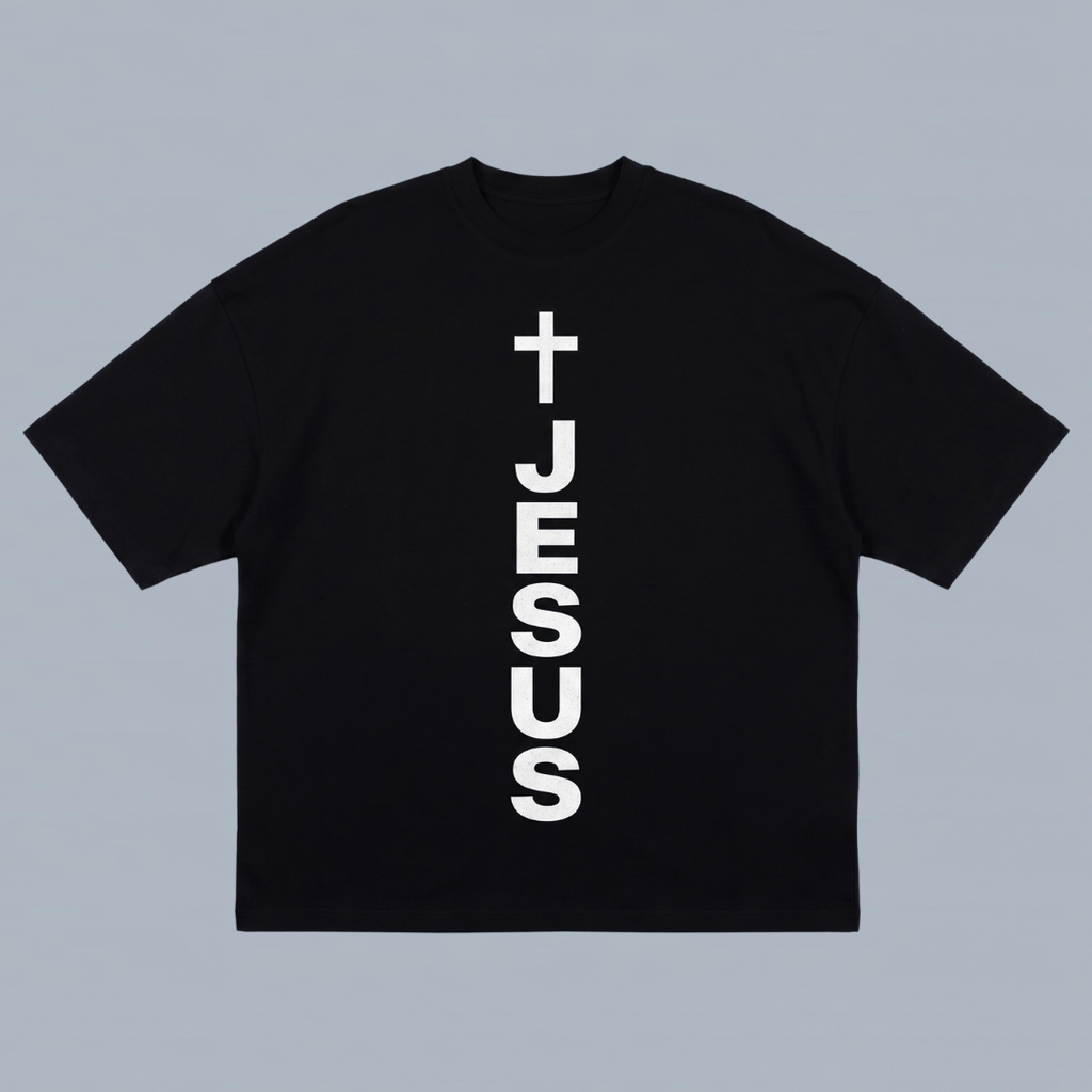 Tshirt oversized- NEGRA CRUZ JESUS / HOMBRE