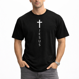 CAMISETA NEGRA CRUZ JESUS / HOMBRE