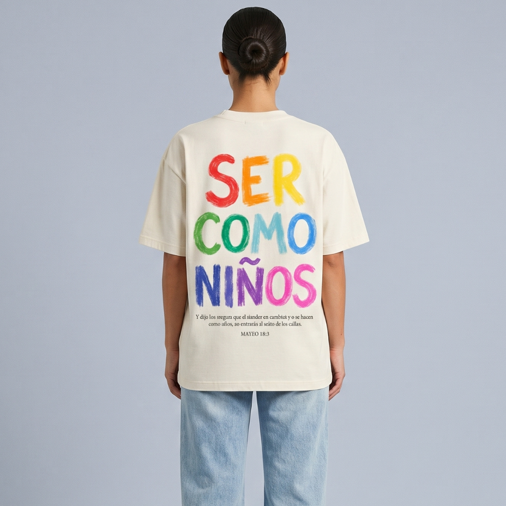 Tshirt oversized-BLANCO SER COMO NIÑOS / MUJER
