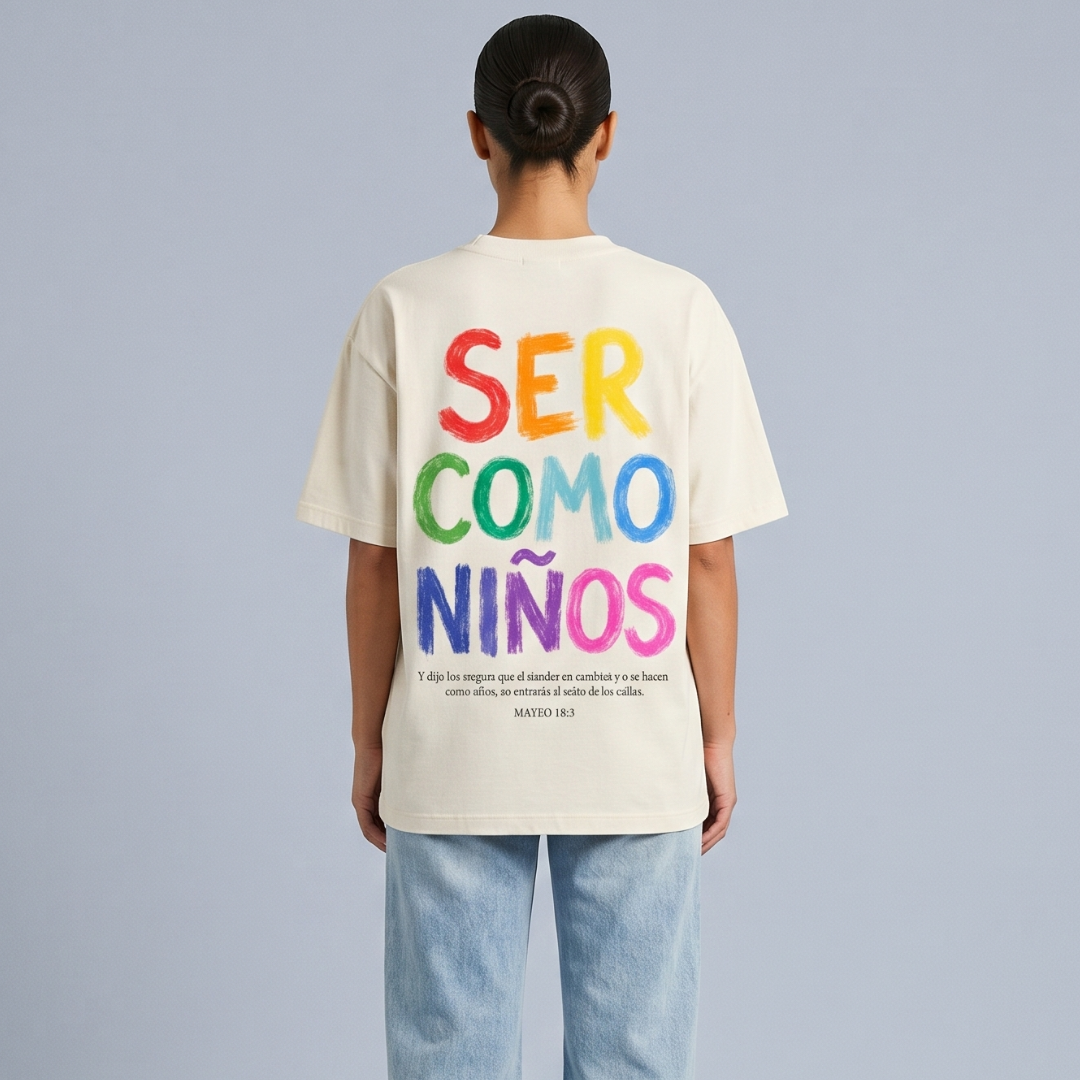 Tshirt oversized-BLANCO SER COMO NIÑOS / MUJER