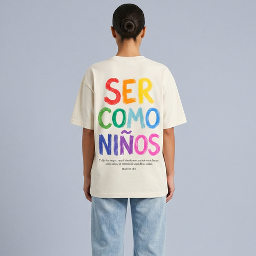 Tshirt oversized-BLANCO SER COMO NIÑOS / MUJER