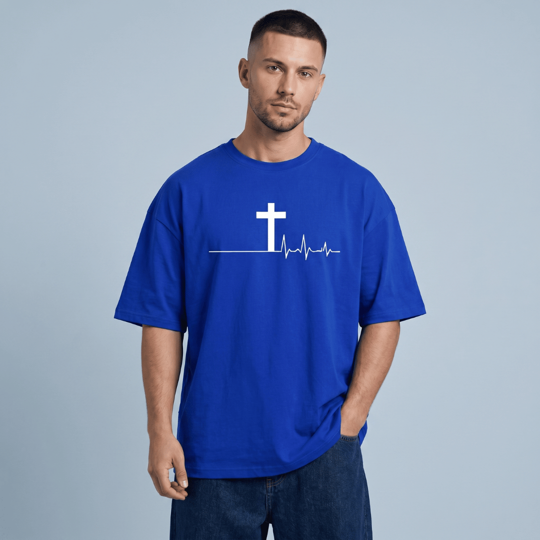 Tshirt oversized- AZUL CARDIO / HOMBRE