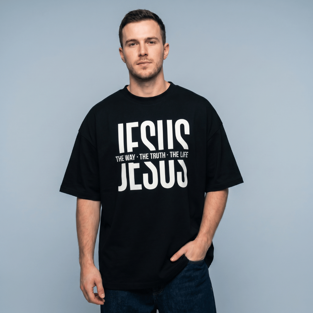 Tshirt oversized- NEGRA JESUS THE WAY / HOMBRE
