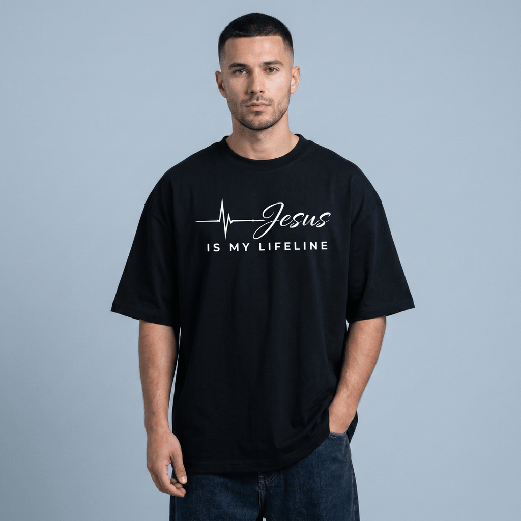 Tshirt oversized- JESUS IS MY LIFELINE / HOMBRE