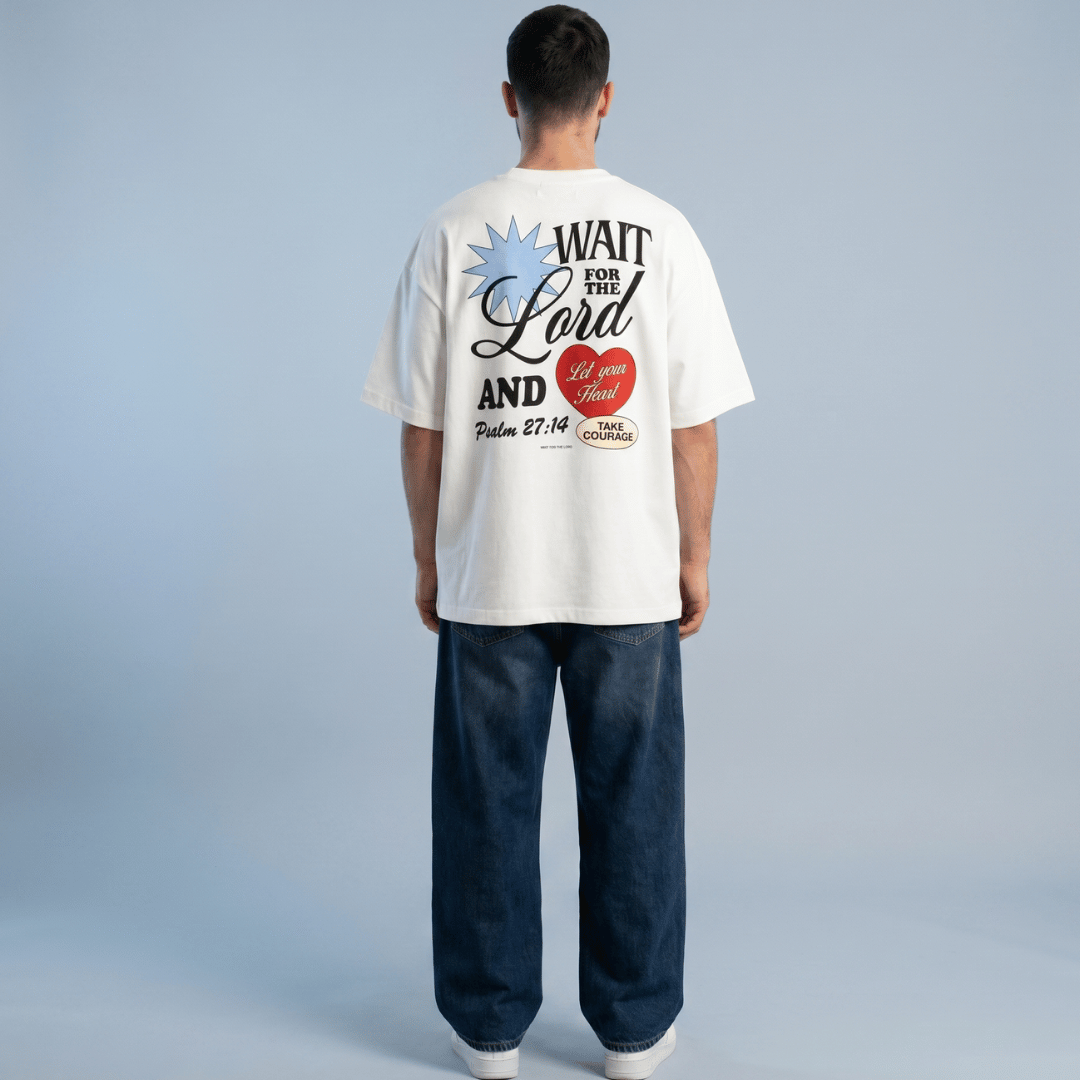 Tshirt oversized-BLANCO Pralm 27:14 / HOMBRE