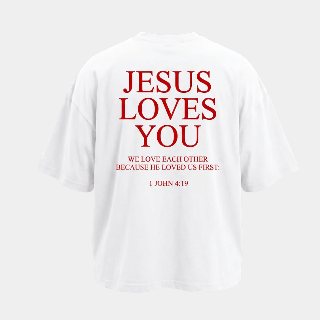 Tshirt oversized  JESUS LOVE YOU RED