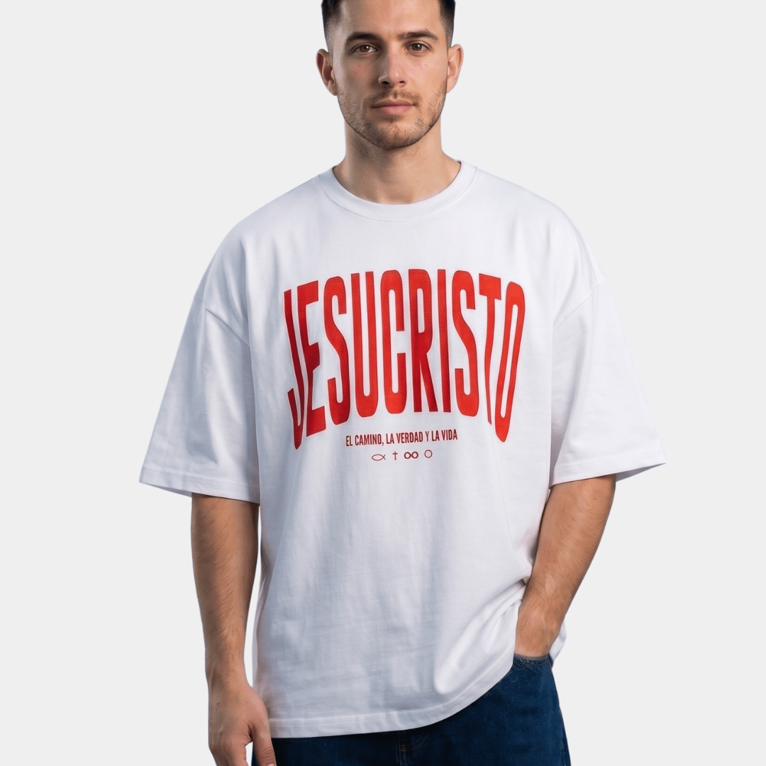 Tshirt-ROJO JESUCRISTO EL CAMINO LA VERDAD Y LA VIDA / HOMBRE