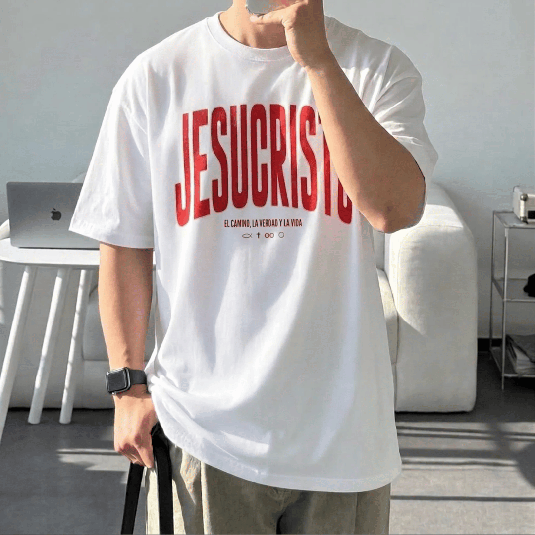 Tshirt-ROJO JESUCRISTO EL CAMINO LA VERDAD Y LA VIDA / HOMBRE