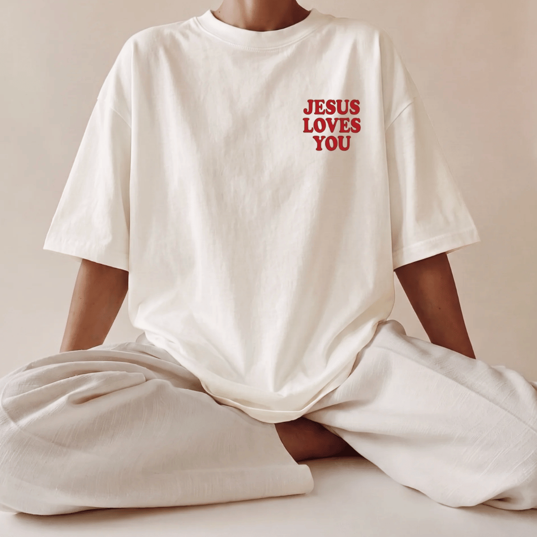 Tshirt oversized  JESUS LOVE YOU RED