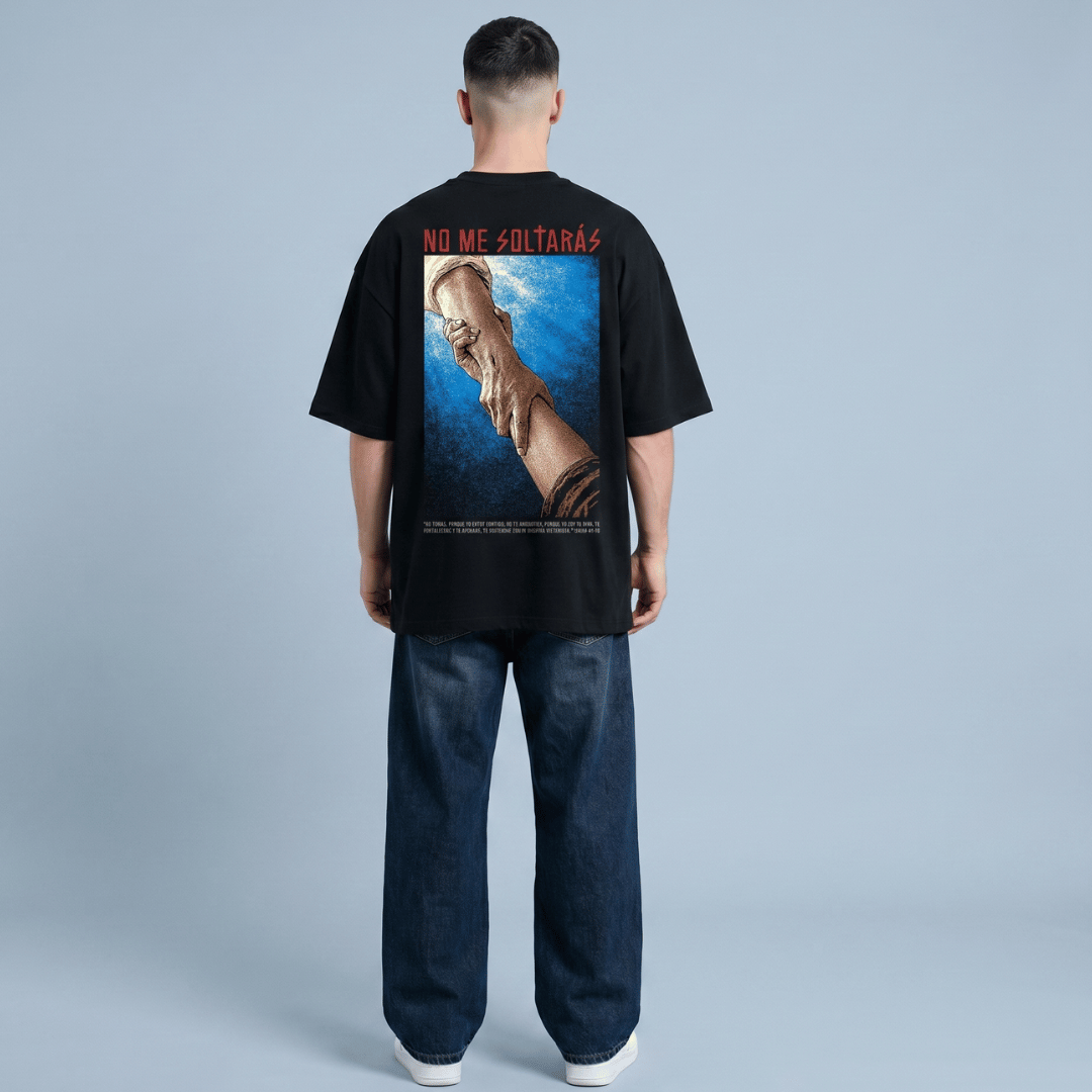 Tshirt oversized-NEGRO NO ME SOLTARAS / HOMBRE