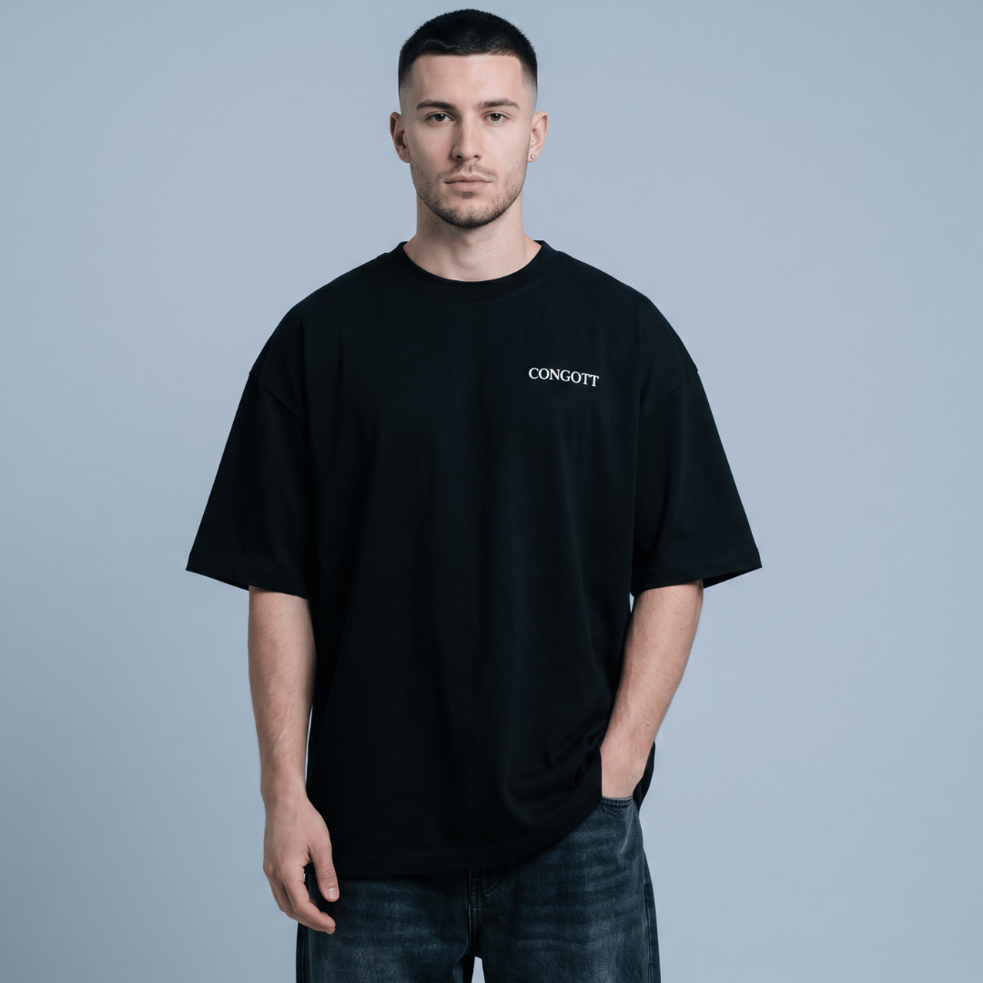Tshirt oversized-NEGRO NO ME SOLTARAS / HOMBRE