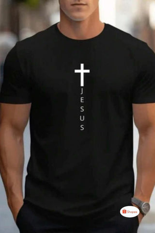 CAMISETA NEGRA CRUZ JESUS / HOMBRE