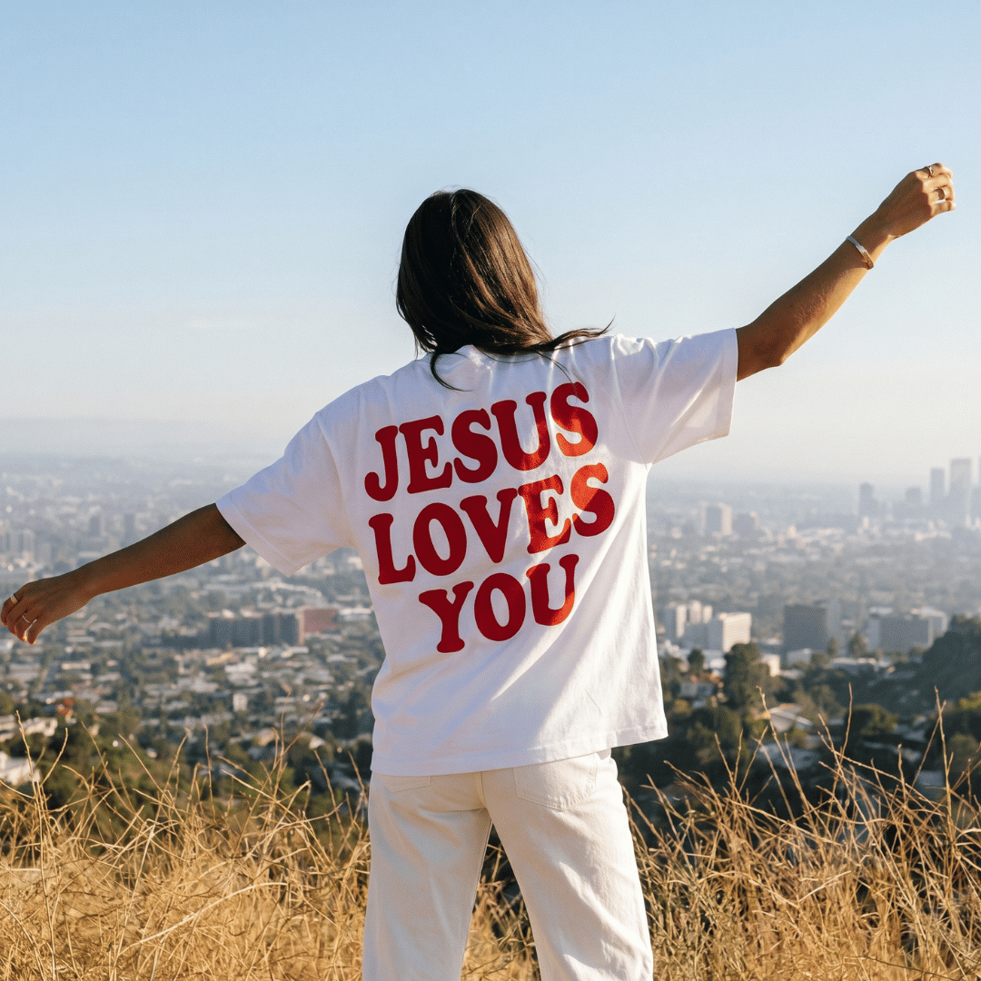 Tshirt oversized  JESUS LOVE YOU RED