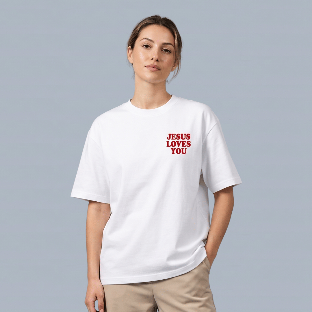 Tshirt oversized  JESUS LOVE YOU RED