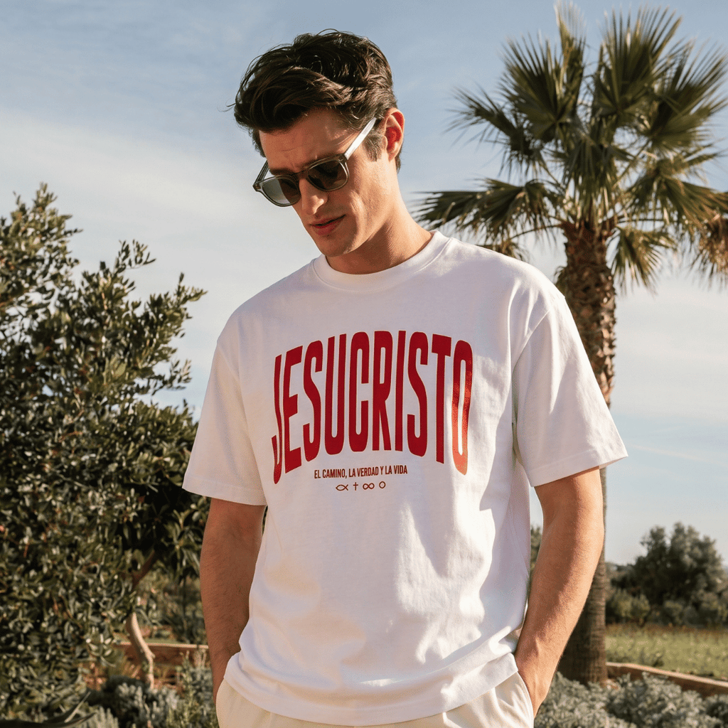 Tshirt-ROJO JESUCRISTO EL CAMINO LA VERDAD Y LA VIDA / HOMBRE