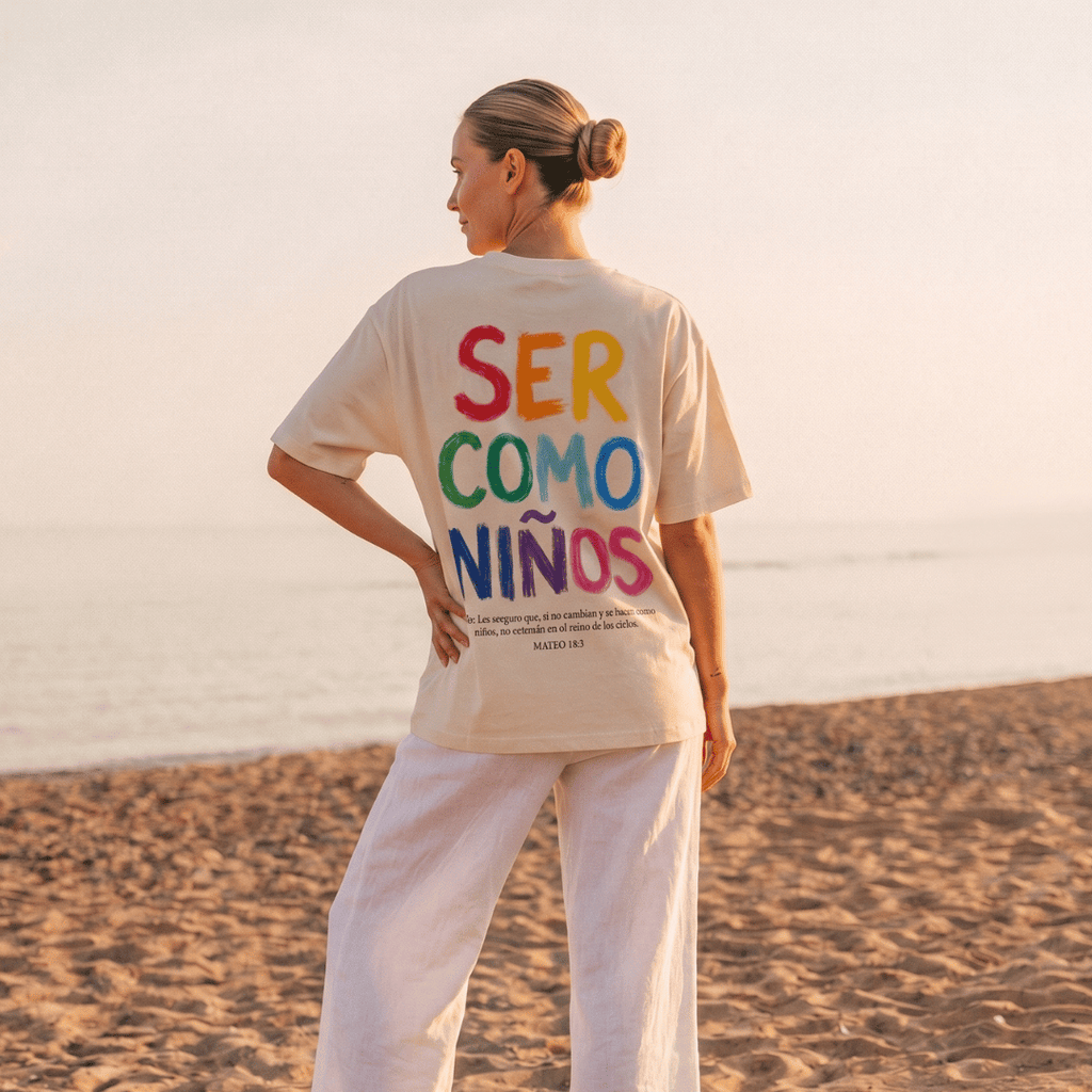 Tshirt oversized-BLANCO SER COMO NIÑOS / MUJER
