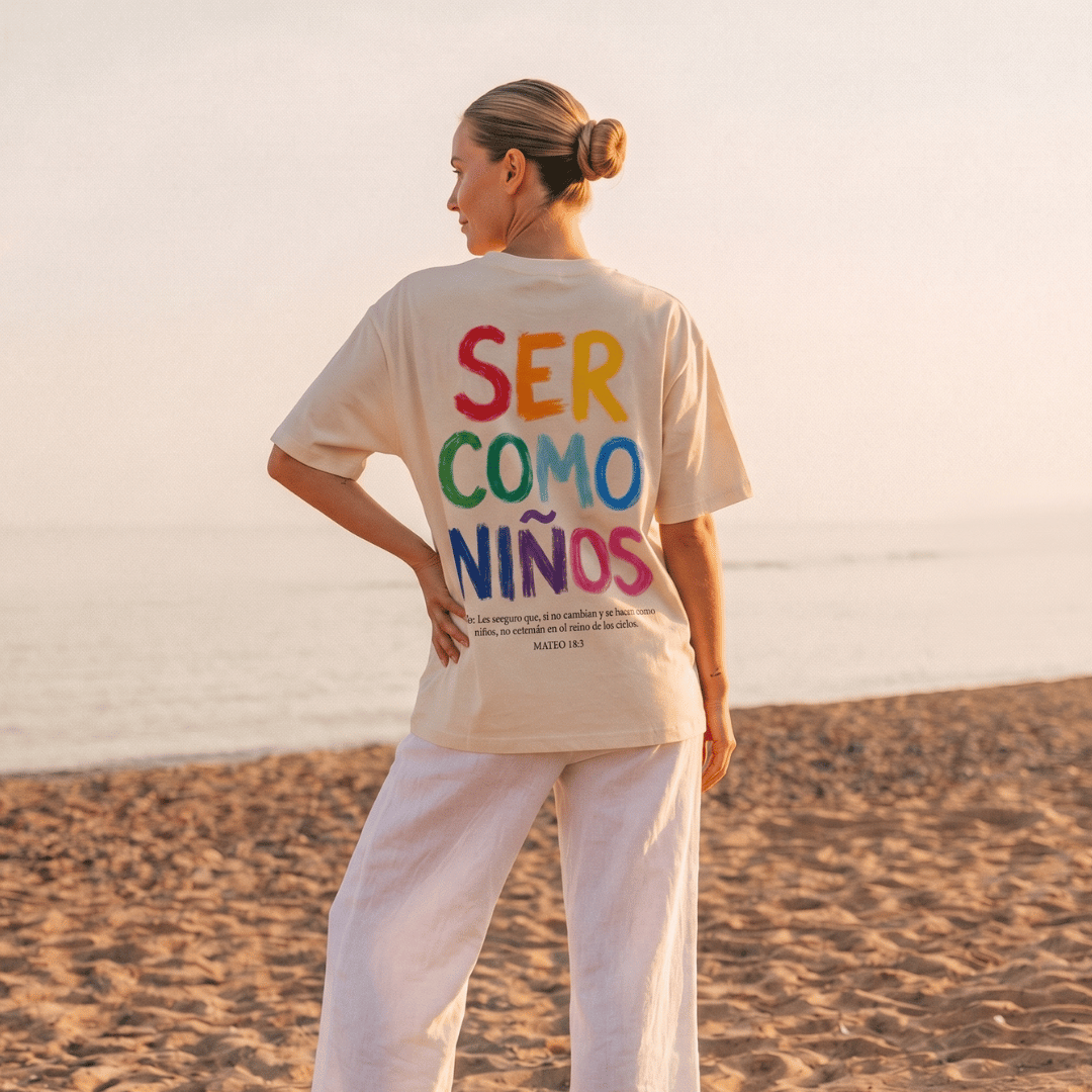 Tshirt oversized-BLANCO SER COMO NIÑOS / MUJER