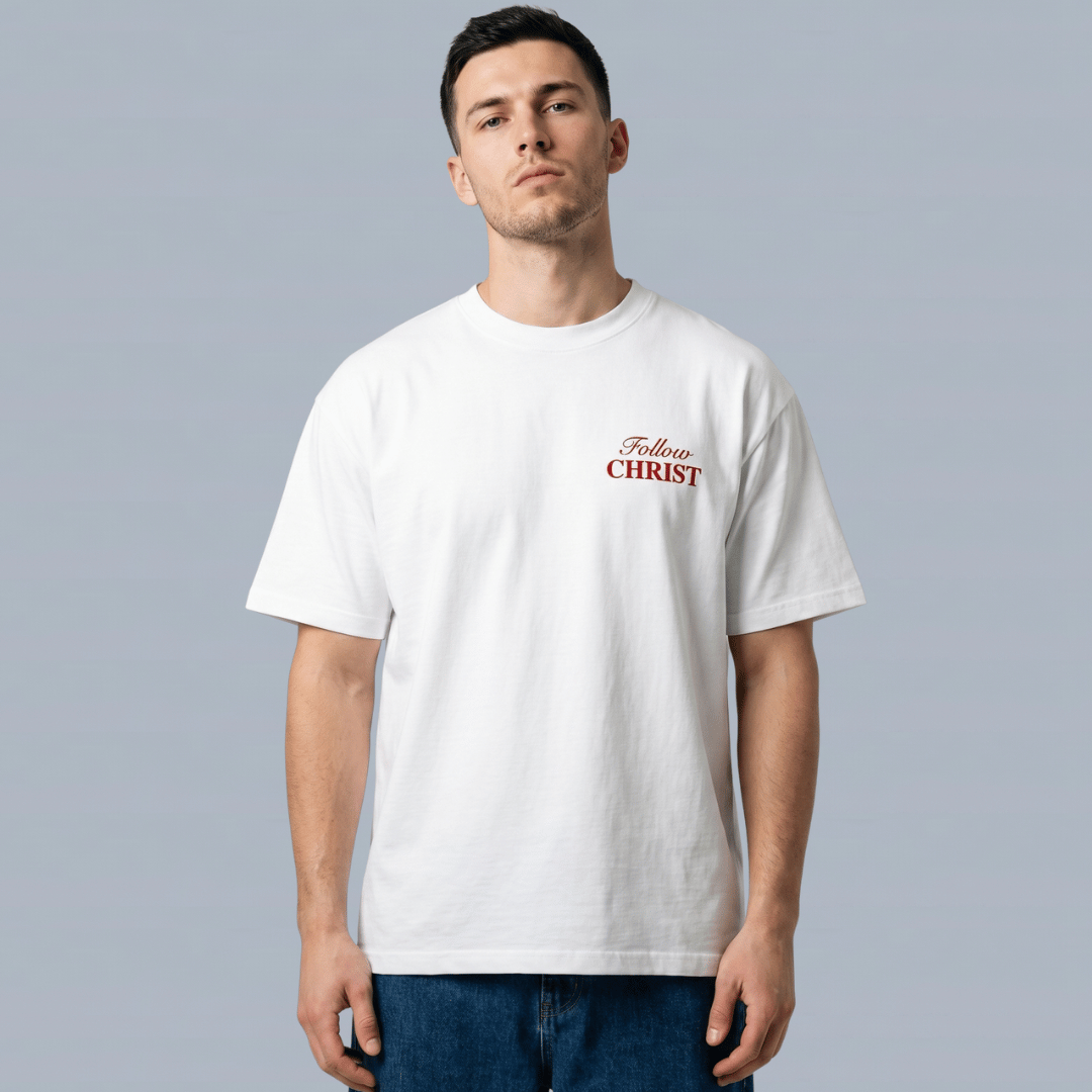 Tshirt-FOLLOW CHRIST/ (SIGUE A CRISTO)/ HOMBRE