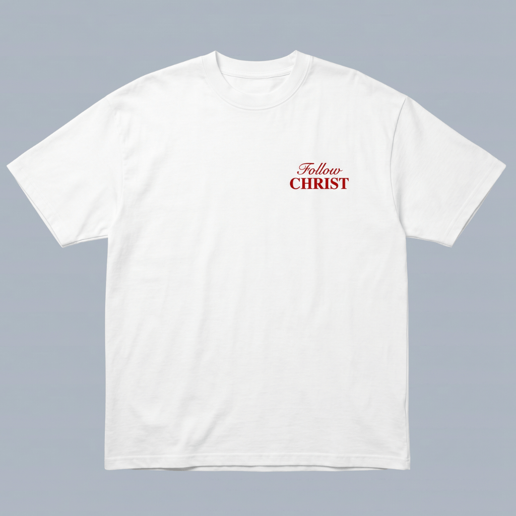 Tshirt-FOLLOW CHRIST/ (SIGUE A CRISTO)/ HOMBRE