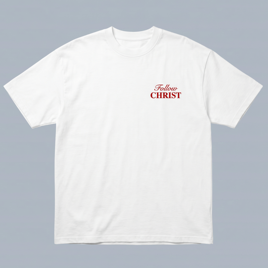 Tshirt-FOLLOW CHRIST/ (SIGUE A CRISTO)/ HOMBRE