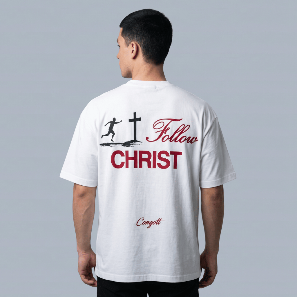 Tshirt-FOLLOW CHRIST/ (SIGUE A CRISTO)/ HOMBRE