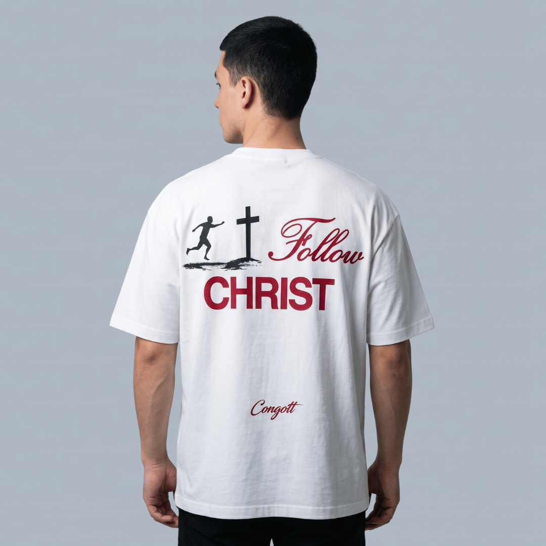Tshirt-FOLLOW CHRIST/ (SIGUE A CRISTO)/ HOMBRE